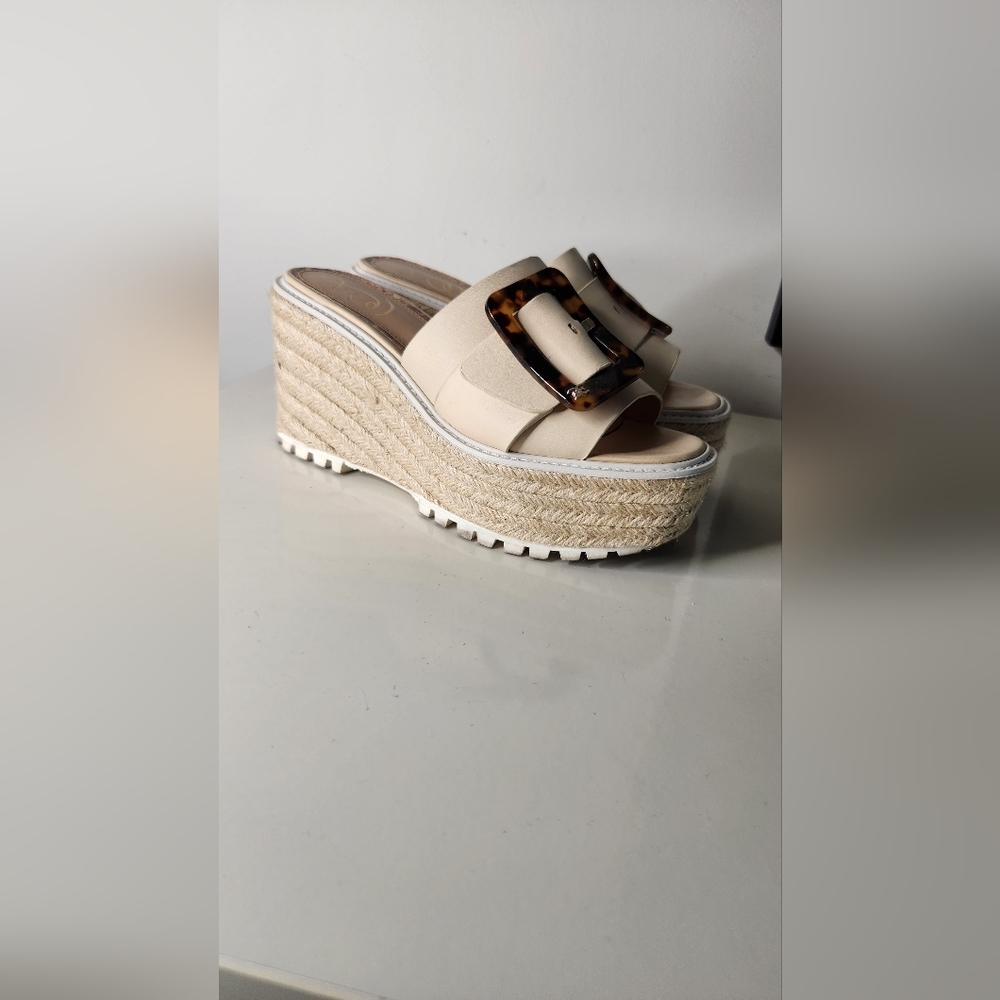 Women's Sam Edelman Cream Espadrille Platform Sandals - Picture 4 of 8